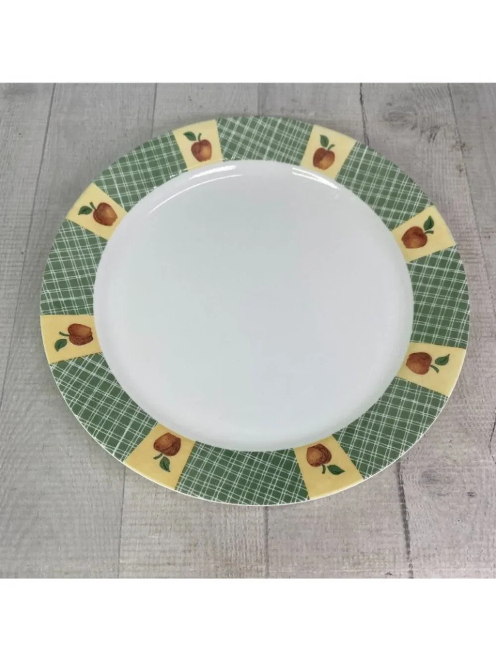 Corelle APPLE HARVEST Break Chip Resistant Green Woven Band Dinner Plates Set 4
